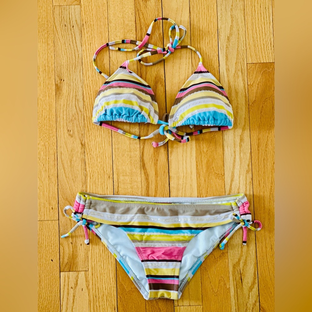 Hot Kiss Bikini 2-pc Multicolor Striped Set Size S
